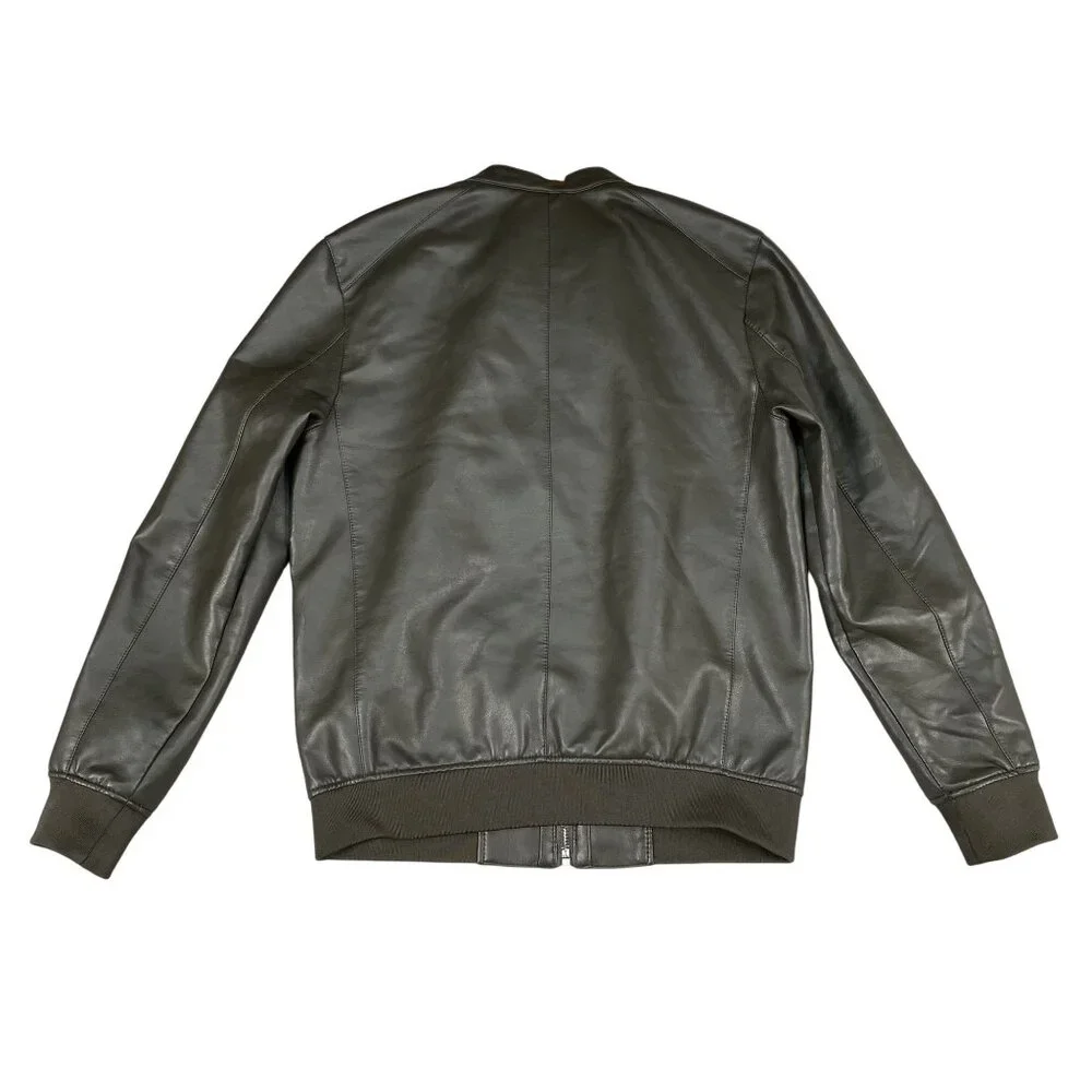 Zara Brown Faux Leather Moto‎ Jacket Sz Medium